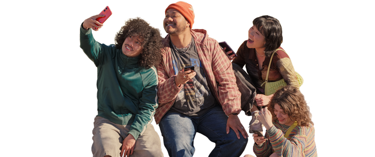 Group of people taking a selfie