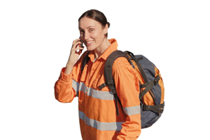 A lady holding a phone smiling