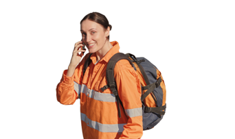A lady holding a phone smiling